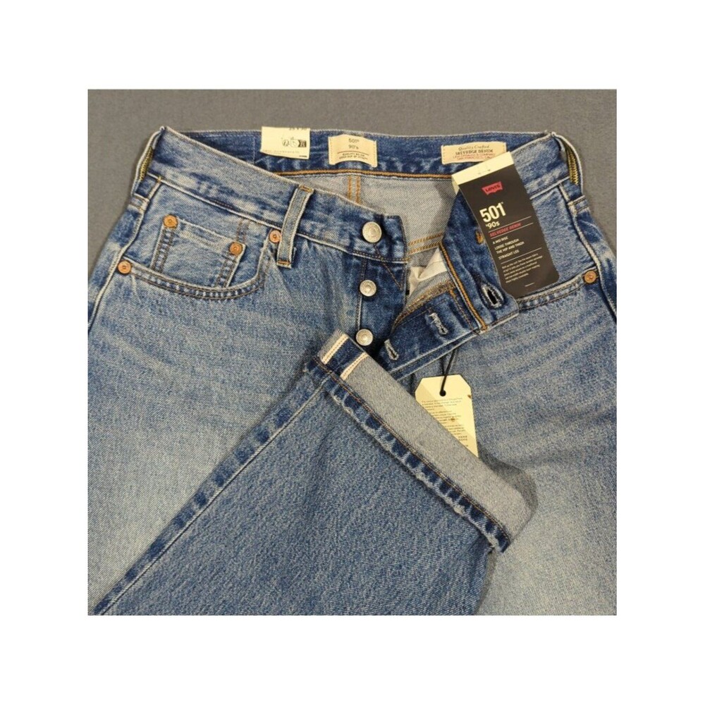 Levi's Jeans Womens 25x30 Blue 501 '90s Selvedge Distressed Knee Denim A19590085
